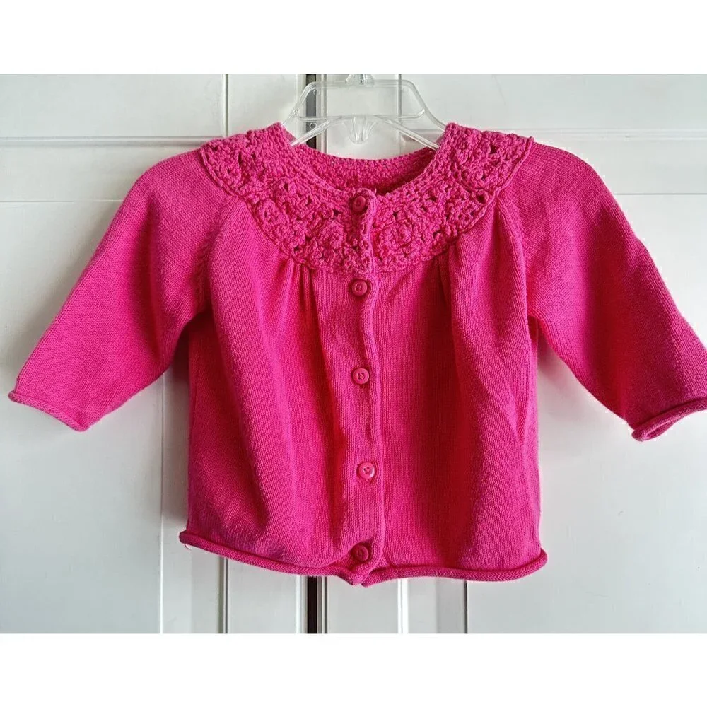 Gymboree Baby Girl 3-6 Month‎ Pink Fushia Cardigan Dress Long Sleeve Sweater